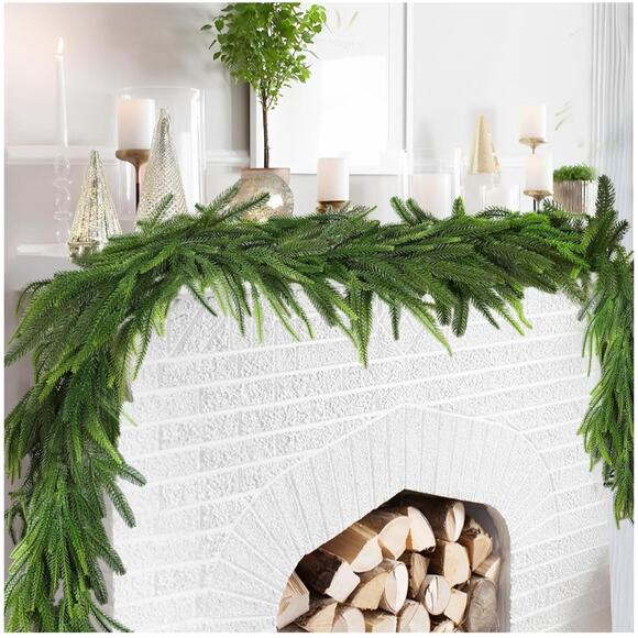 180 CM apx 6ft Norfolk Pine Artificial Christmas Faux Greenery Garland wreath - Picture 1 of 4